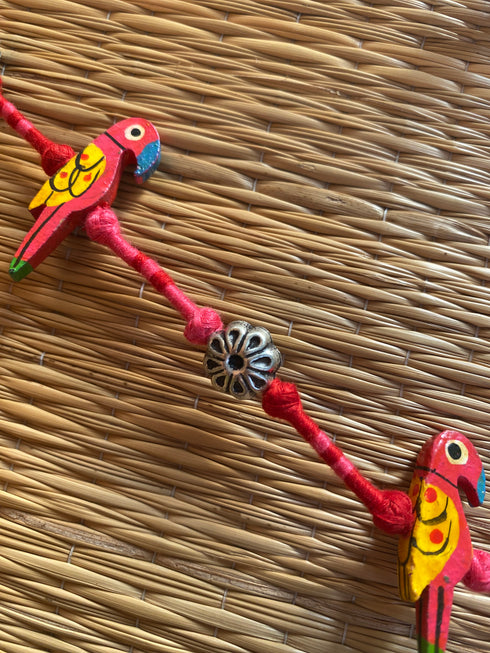 Pink Red Patwa Sleek Thread Necklace